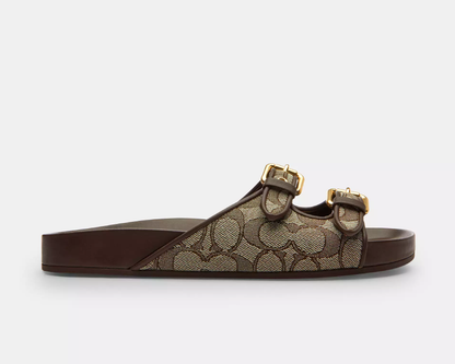 Two Band Buckle Sandal In Signature Jacquard