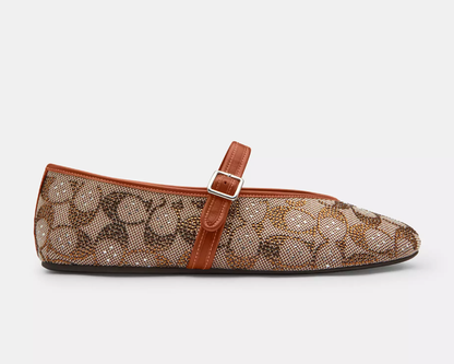 Mary Jane Ballet Flats in Crystal Signature Jacquard
