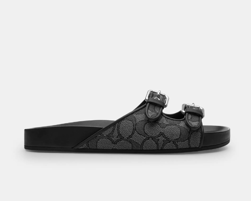 Two Band Buckle Sandal In Signature Jacquard