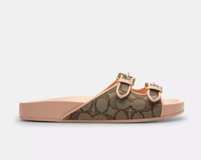 Two Band Buckle Sandal In Signature Jacquard
